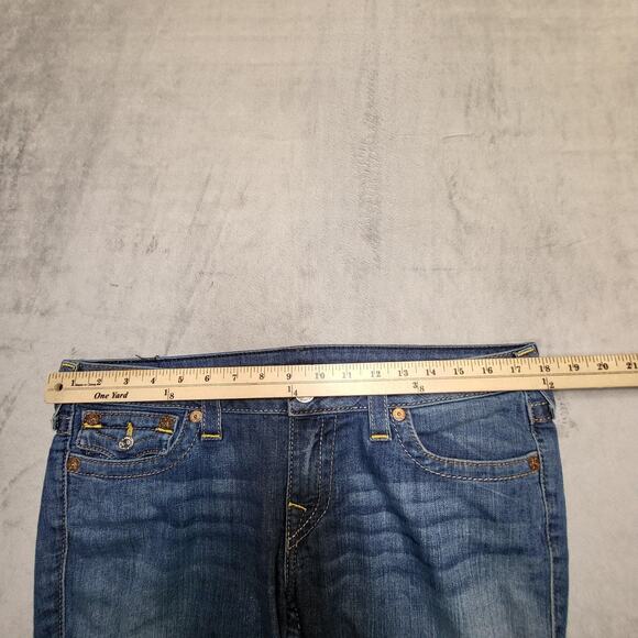 True Religion Jeans Womens 32 Blue Straight Made In USA Stretch Denim Mid Rise - Picture 8 of 11